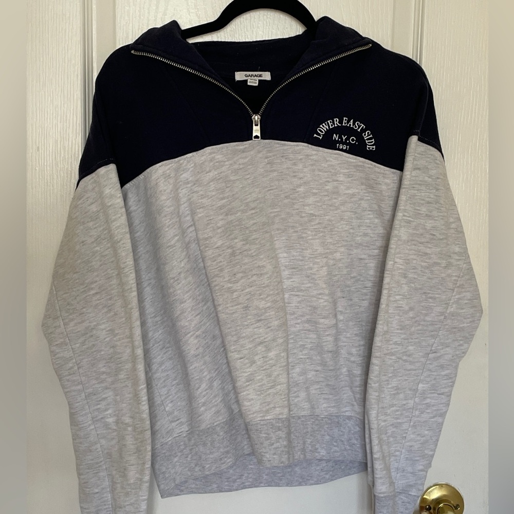 GARAGE Navy and Gray Quarter-Zip Sweatshirt